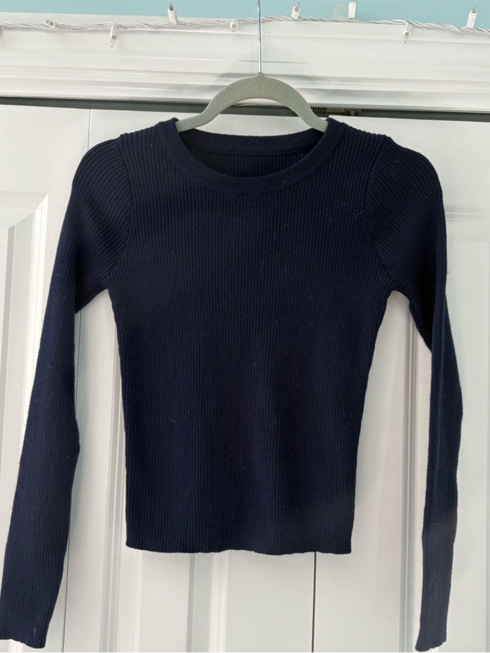 Classic Navy Ribbed Long Sleeve sweater/Top